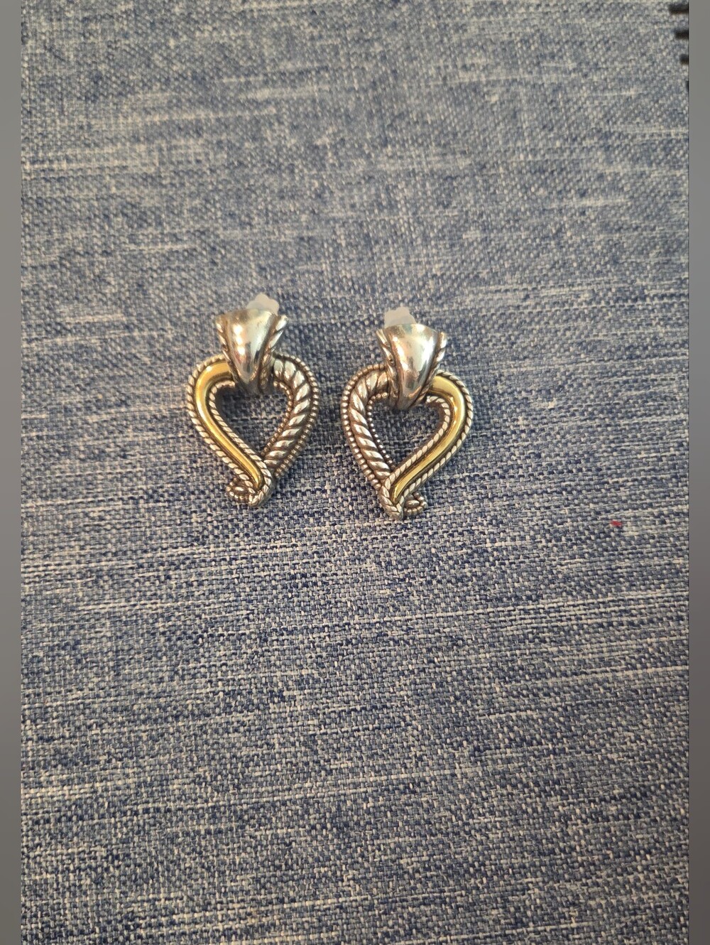 BRIGHTON CALLIE HEART Silver Gold Door Knocker Post Earrings